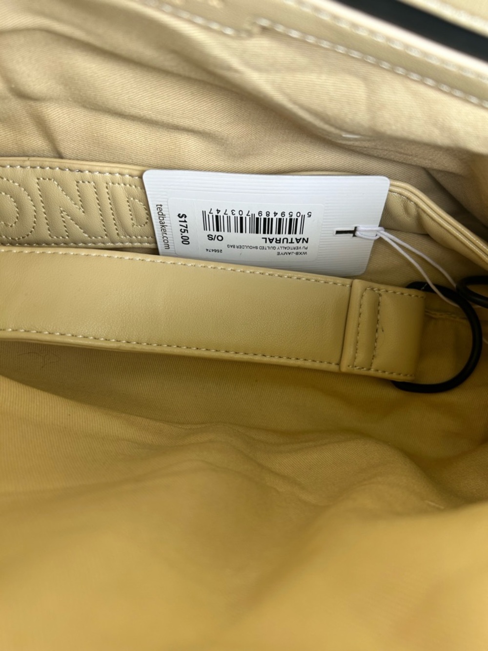 Ted Baker Quilted Crossbody Bag Cream Beige Leather | NWT Retail $175 - Picture 4 of 14